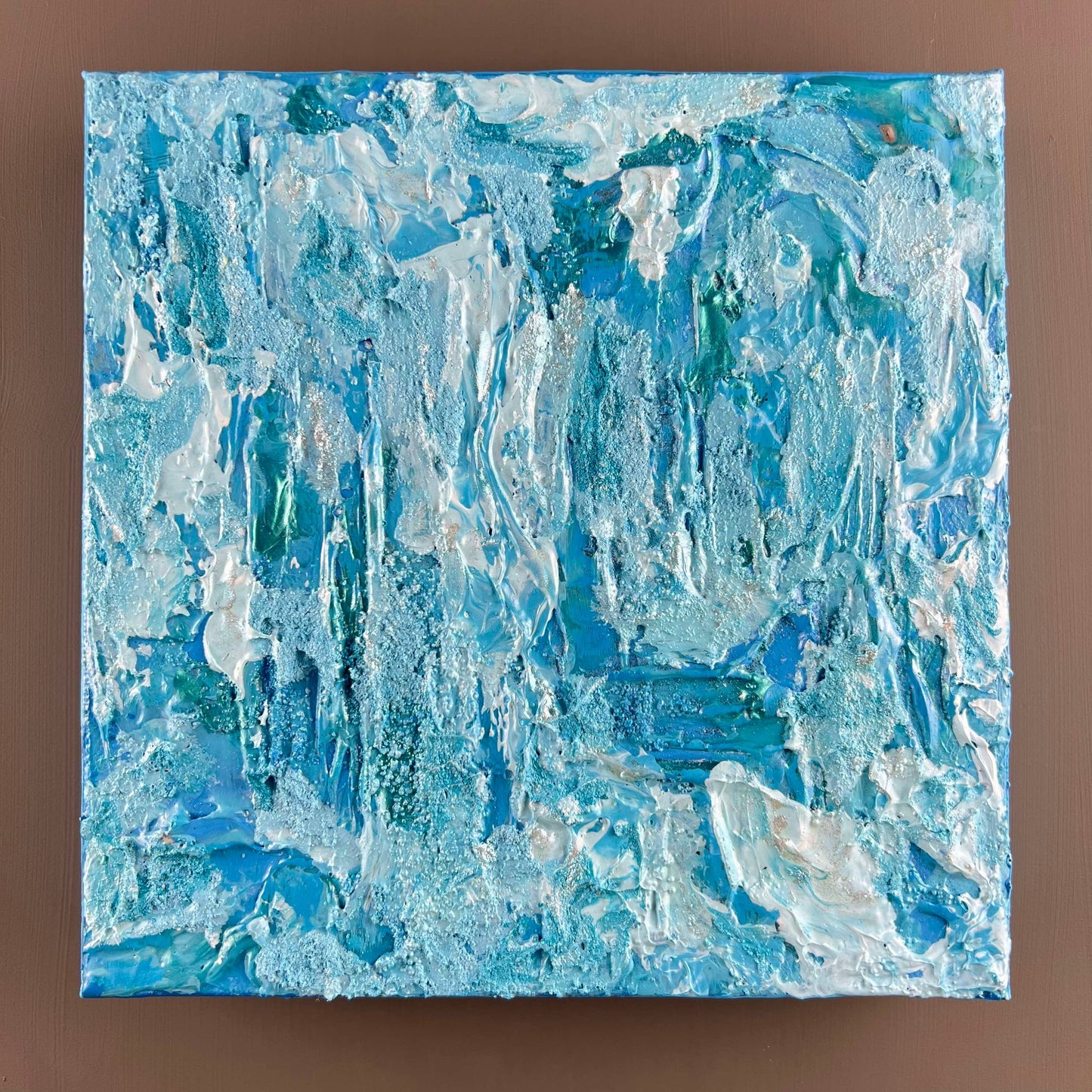 vivi & vela gemstone collection 'aquamarine' artwork in calming blue hues.